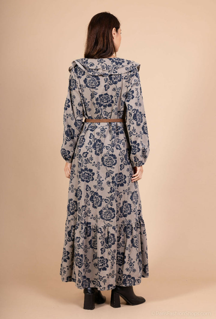 Long Floral Corduroy Dress — Chic Bohemian