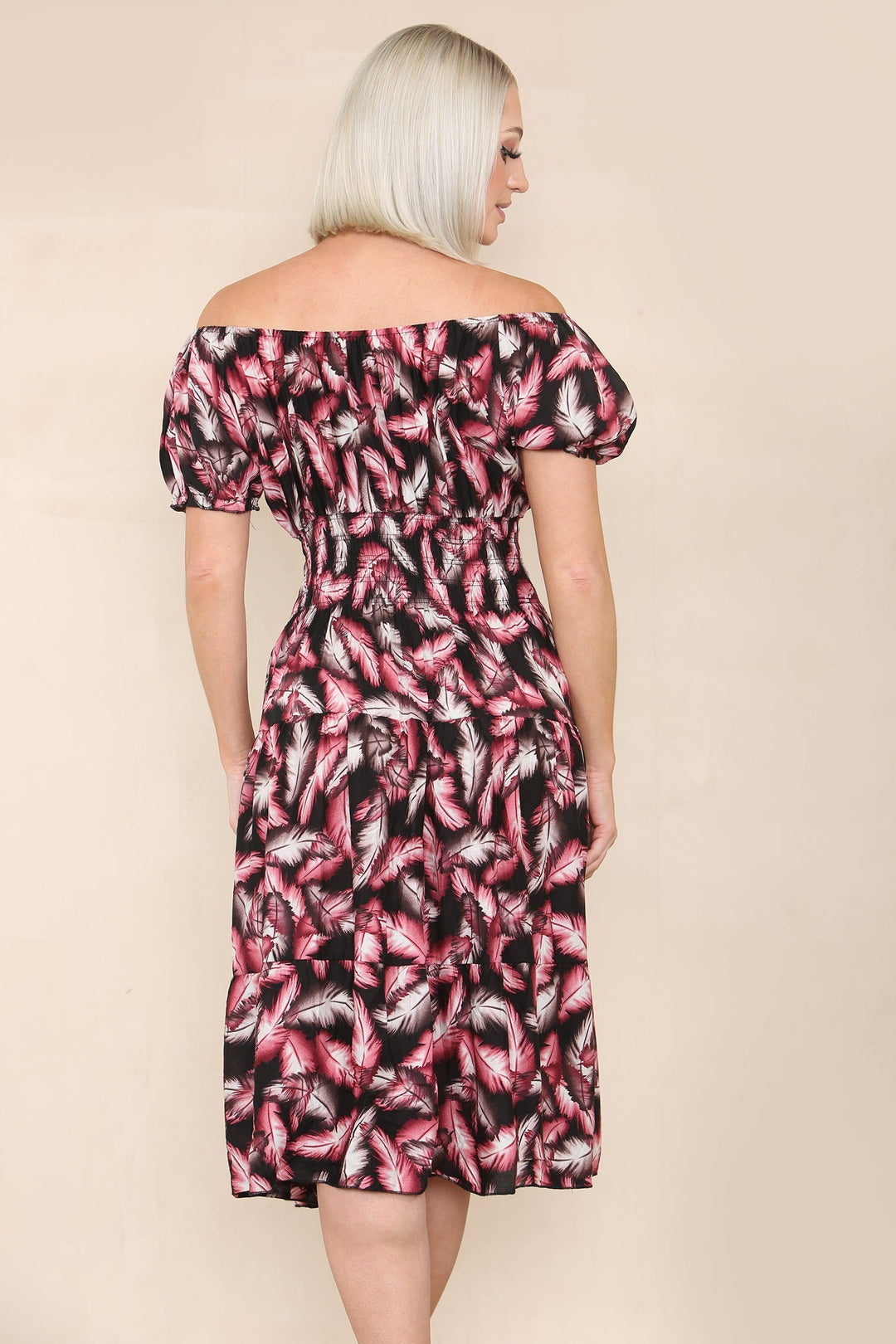 Feather Bardot Midi Dress (2P.PACK: S/M L/XL) - jqwholesale.com
