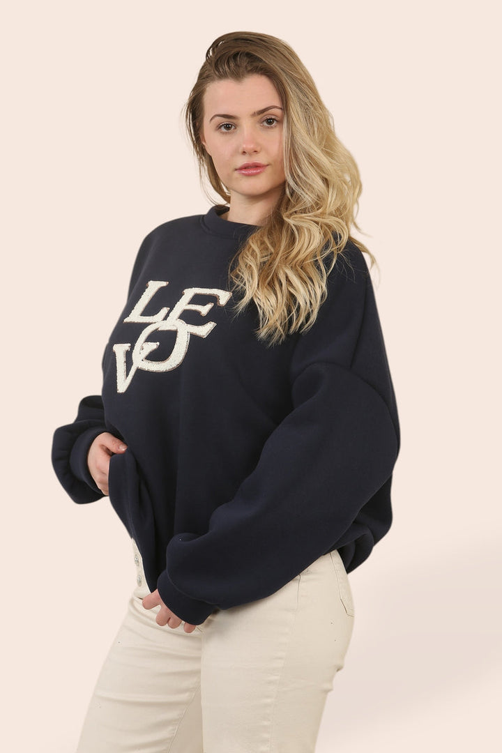 LOVE Oversized Cotton Sweatshirt Top - jqwholesale.com