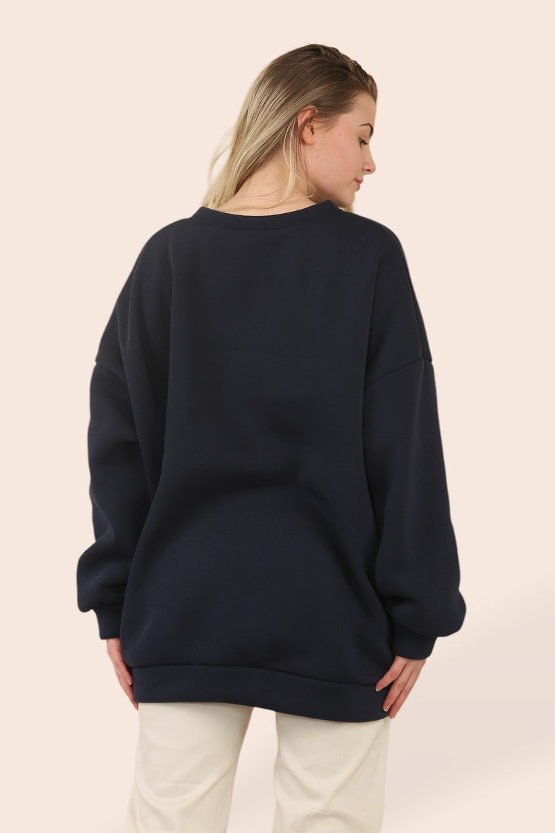 LOVE Oversized Cotton Sweatshirt Top - jqwholesale.com