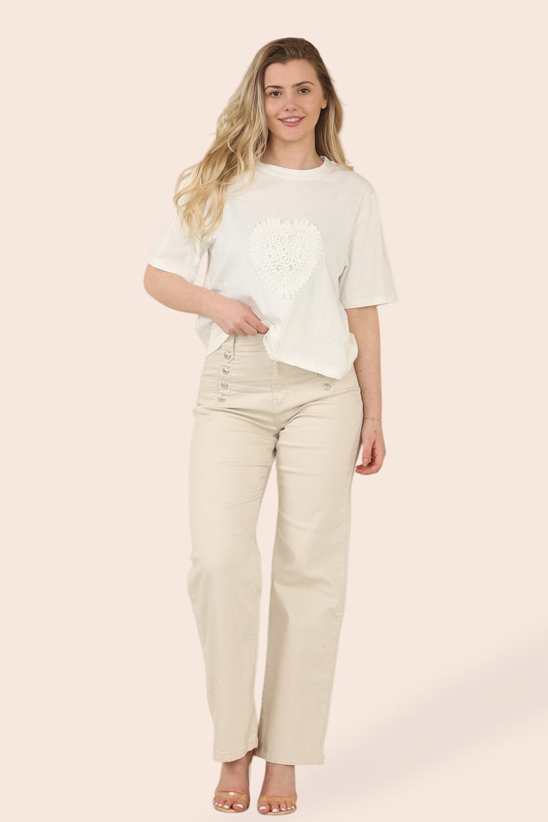 (5p.pack) Wide Leg STONE Silver Button Fly Front Voggo Jeans - jqwholesale.com