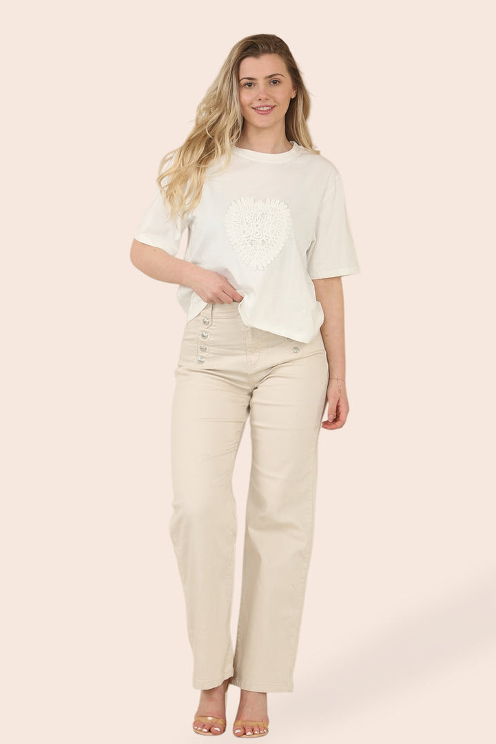 (5p.pack) Wide Leg STONE Silver Button Fly Front Voggo Jeans - jqwholesale.com
