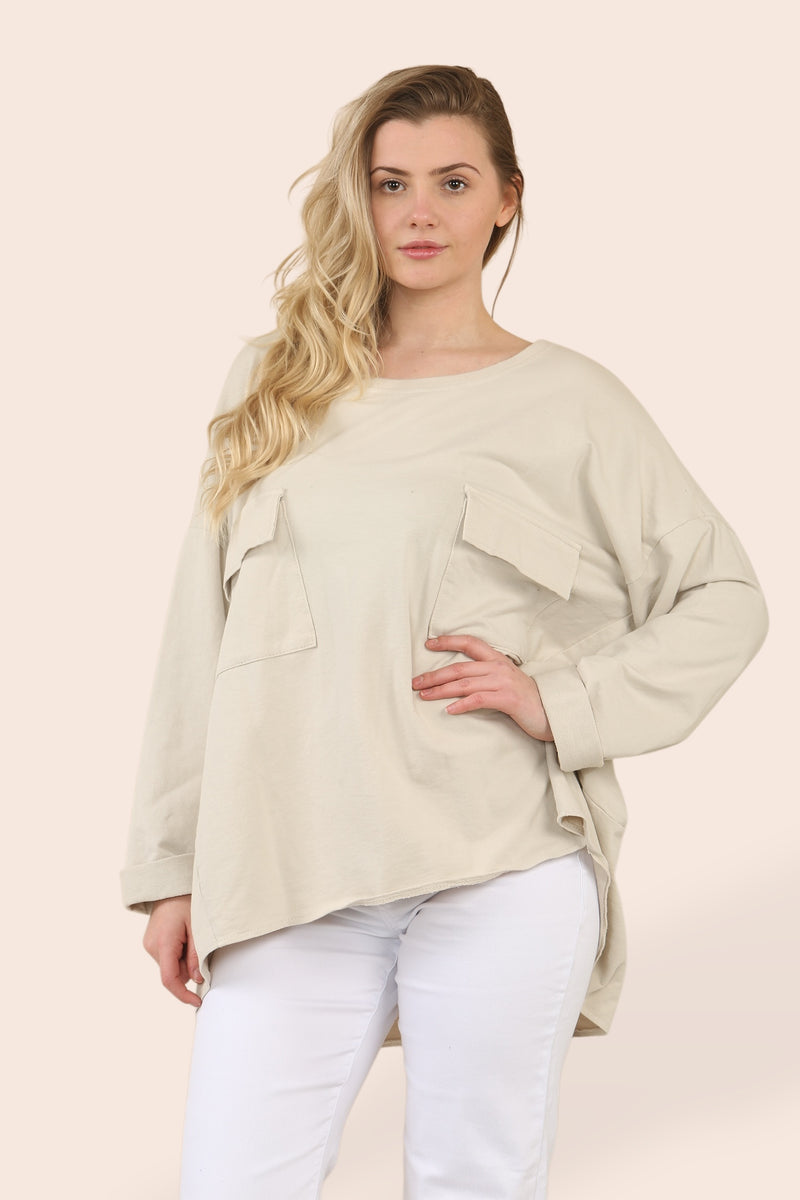 (2P.PACK) Cotton 2 Pocket Sweat Tunic - jqwholesale.com