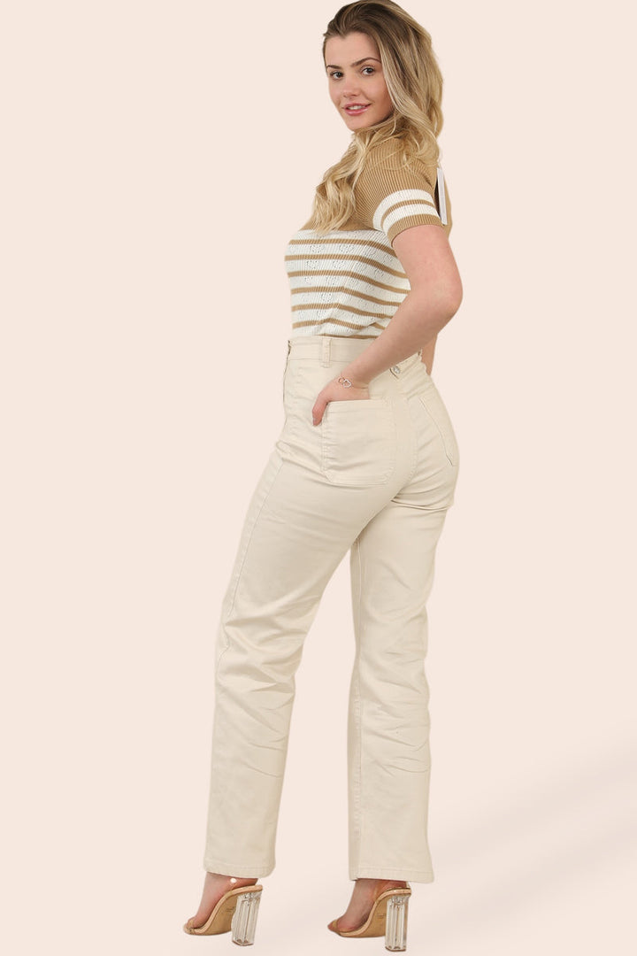 (5p.pack) Wide Leg STONE Silver Button Fly Front Voggo Jeans - jqwholesale.com