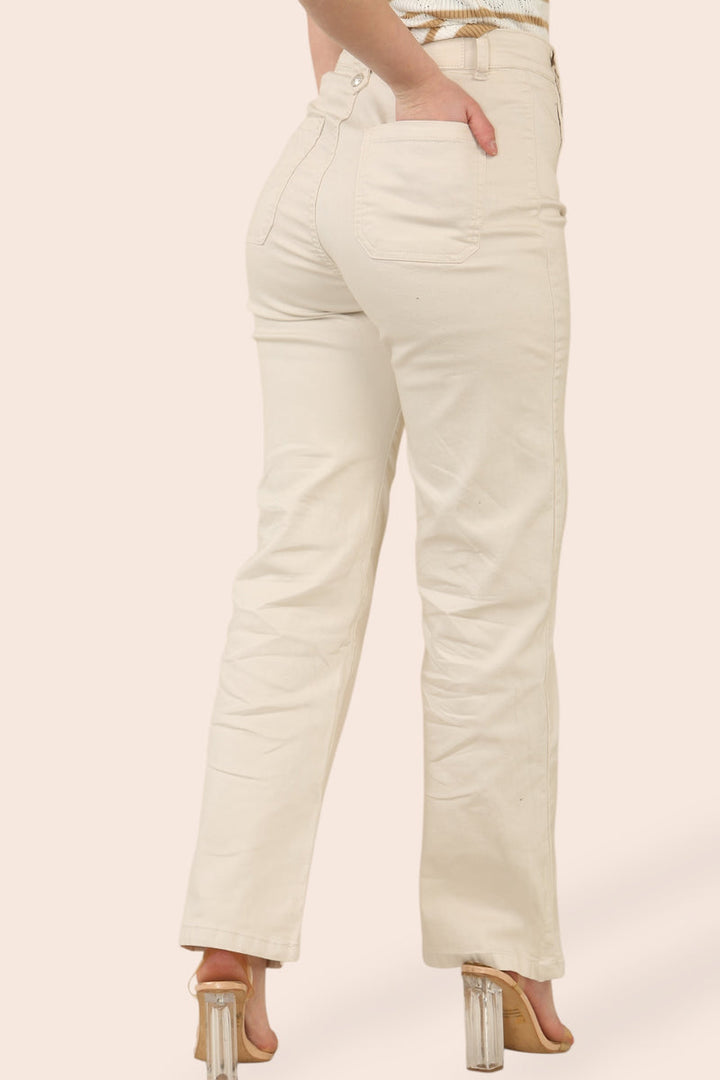 (5p.pack) Wide Leg STONE Silver Button Fly Front Voggo Jeans - jqwholesale.com