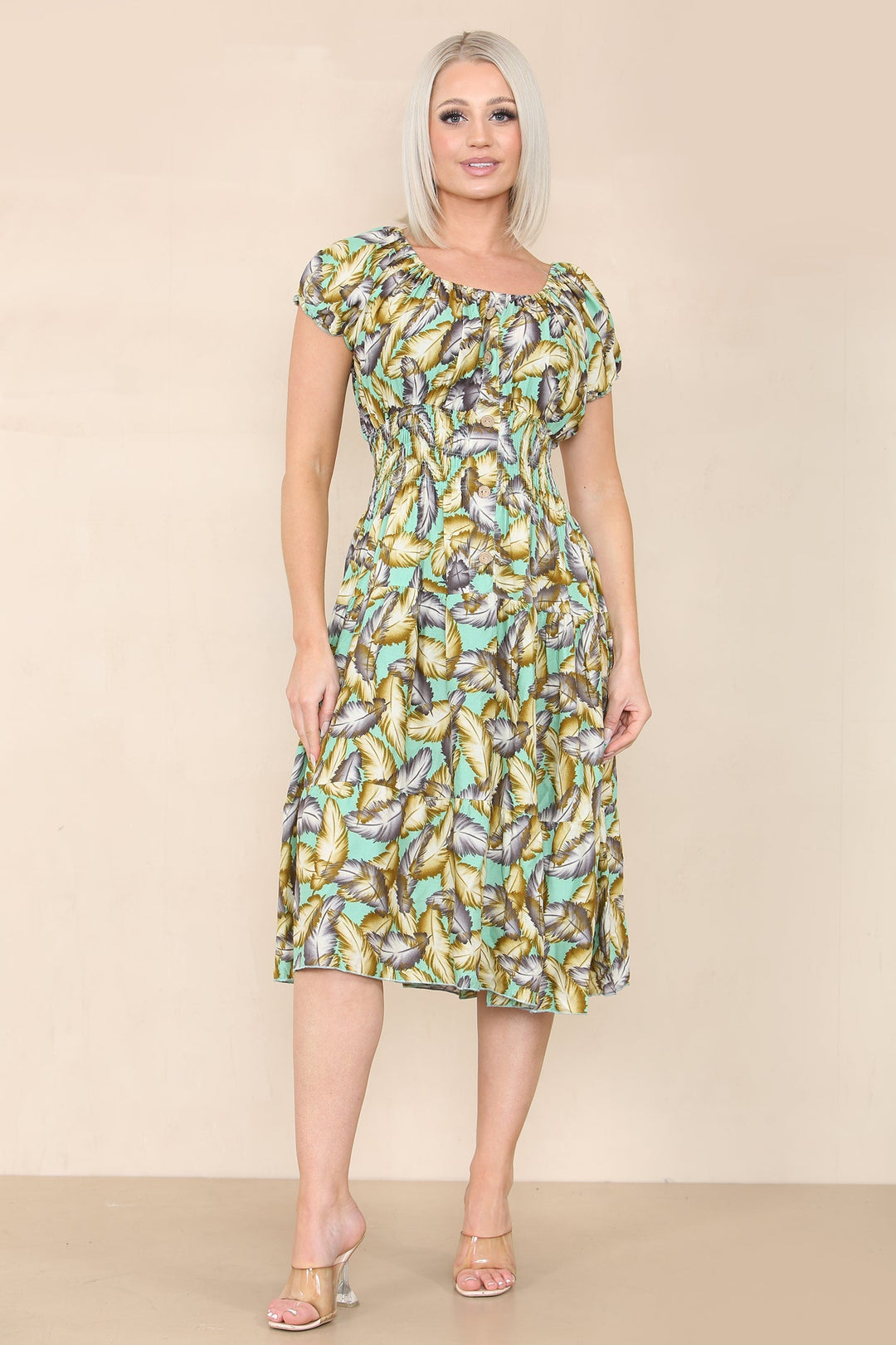 Feather Bardot Midi Dress (2P.PACK: S/M L/XL) - jqwholesale.com