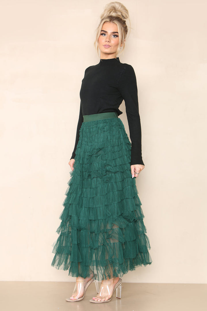 (2P. PACK) Tulle Frill Layered Mesh Skirt - jqwholesale.com