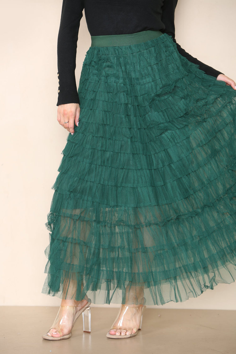 (2P. PACK) Tulle Frill Layered Mesh Skirt - jqwholesale.com