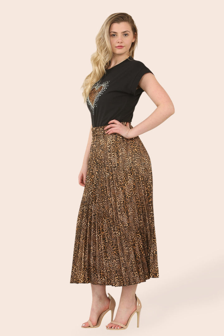 Sateen Animal Plisee Pleated Skirt - jqwholesale.com