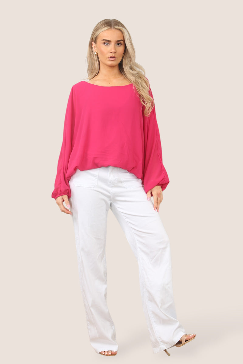 Emma Necklace Bubble Hem Lined Blouse - jqwholesale.com