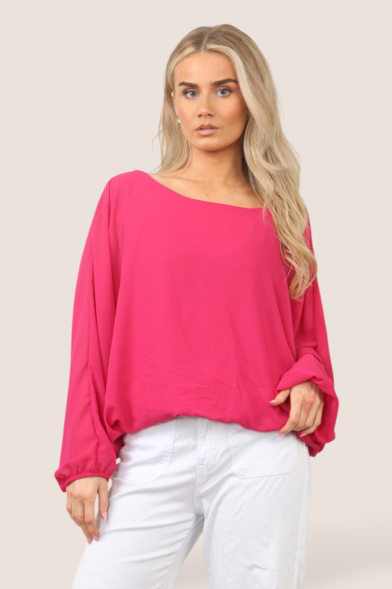 Emma Necklace Bubble Hem Lined Blouse - jqwholesale.com