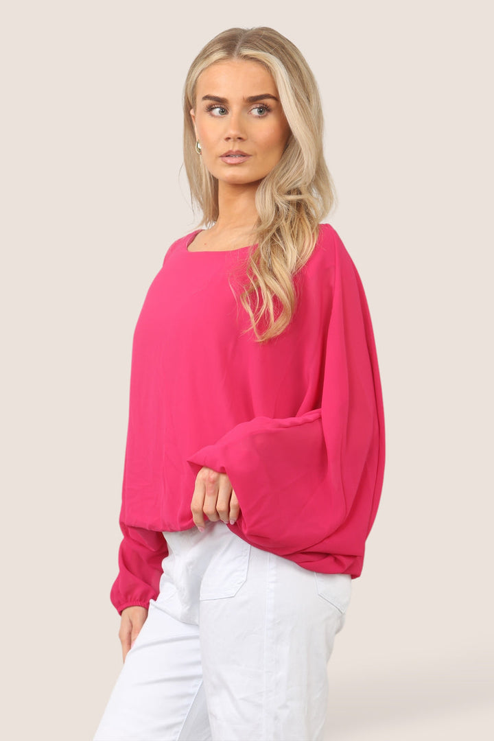Emma Necklace Bubble Hem Lined Blouse - jqwholesale.com