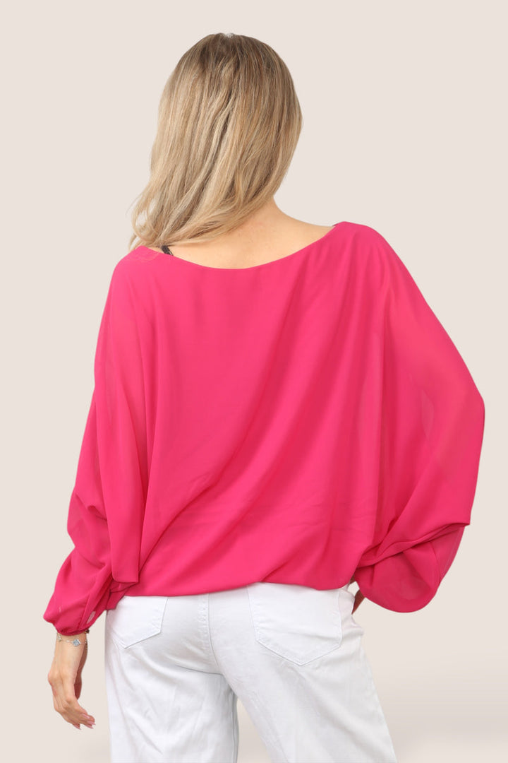 Emma Necklace Bubble Hem Lined Blouse - jqwholesale.com