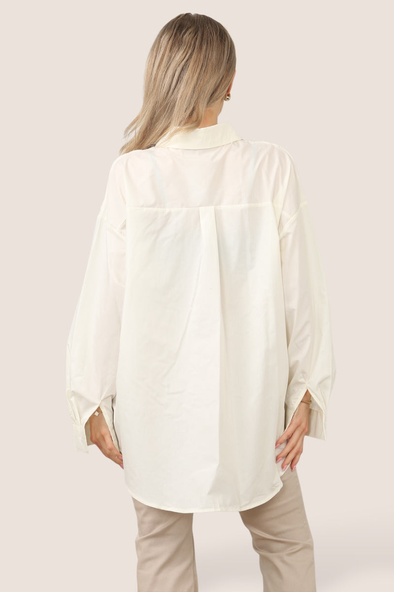Crochet Panel Curve Hem Cotton Shirt (2P. PACK) - jqwholesale.com