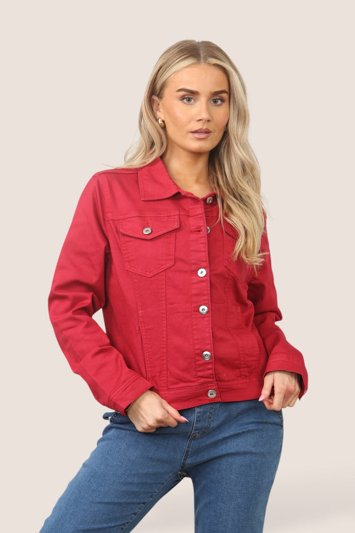 True Red Washed Denim Cotton Stretch Jacket (7P.PACK) - jqwholesale.com