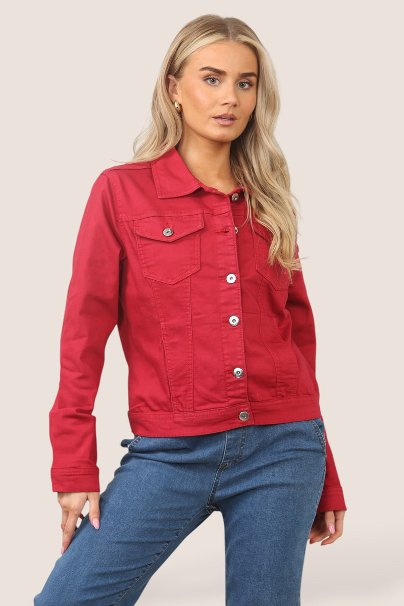 True Red Washed Denim Cotton Stretch Jacket (7P.PACK) - jqwholesale.com