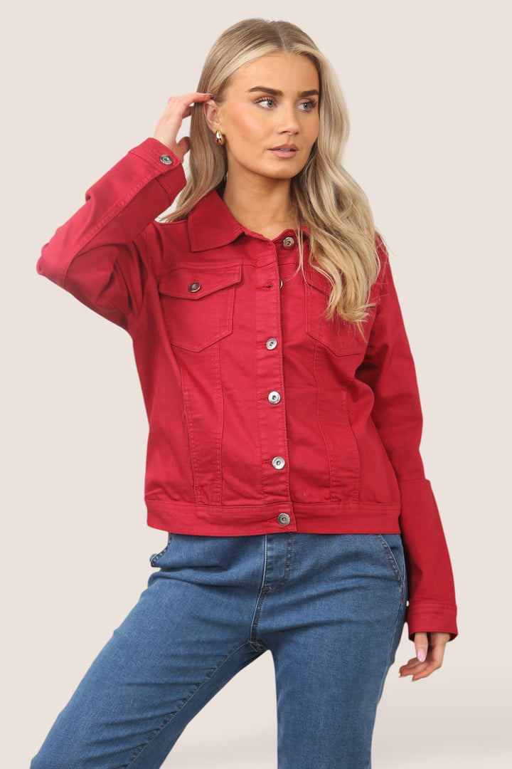 True Red Washed Denim Cotton Stretch Jacket (7P.PACK) - jqwholesale.com