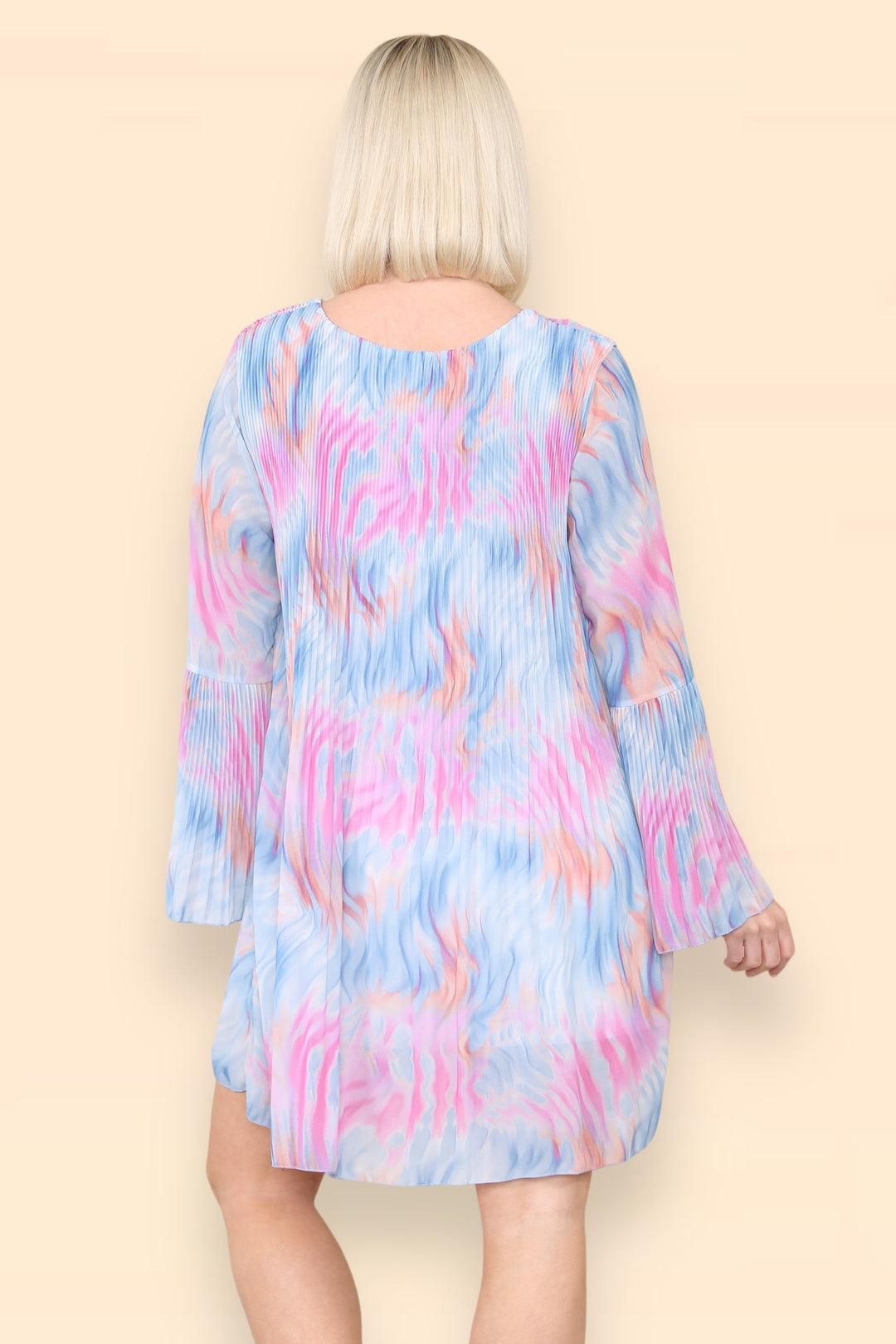 Fiona Retro Print Smock Pleated Midi Dress - jqwholesale.com