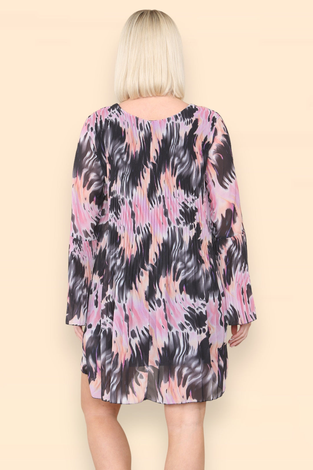 Fiona Retro Print Smock Pleated Midi Dress - jqwholesale.com