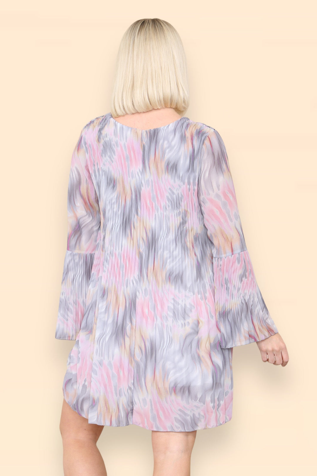Fiona Retro Print Smock Pleated Midi Dress - jqwholesale.com
