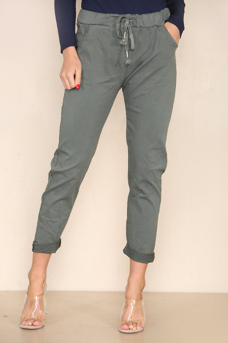 Plain Bi-Stretch Magic Trousers - jqwholesale.com
