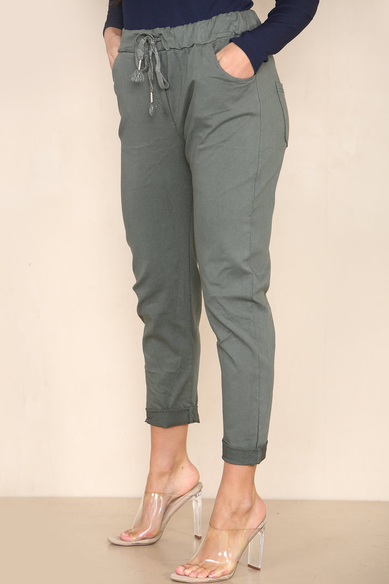 Plain Bi-Stretch Magic Trousers - jqwholesale.com