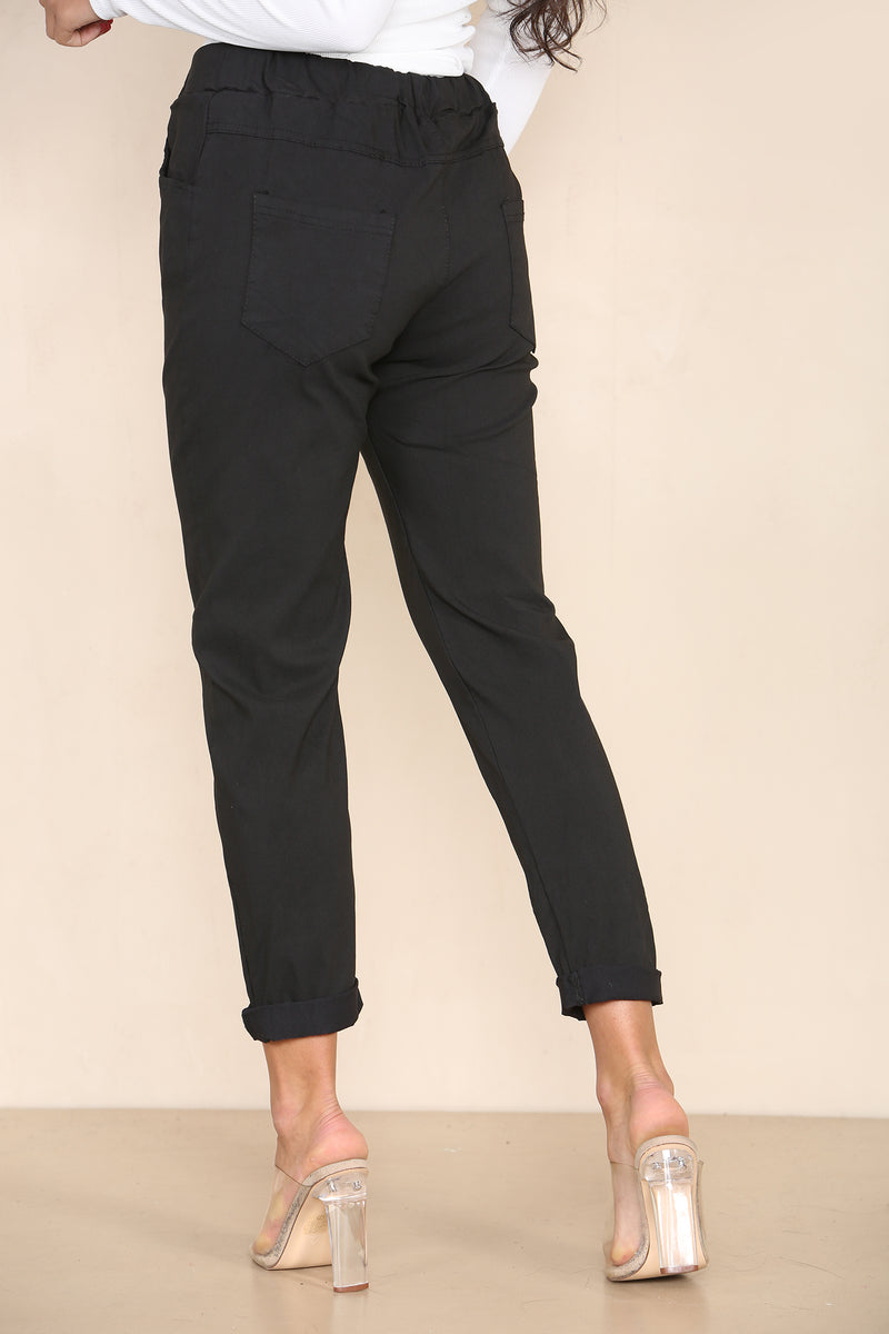 Plain Bi-Stretch Magic Trousers - jqwholesale.com