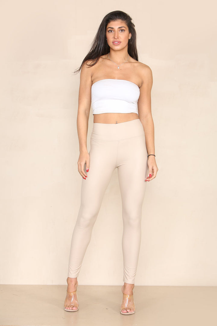 (2P. PACK) Regular Leather Look High Waisted Leggings - jqwholesale.com