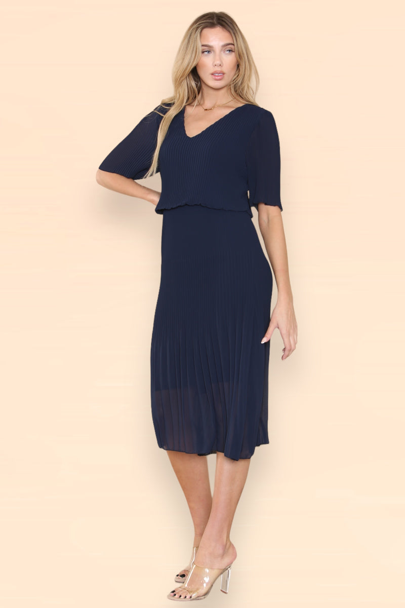 Plain Plissee Pleated Layered Maxi Dress - jqwholesale.com