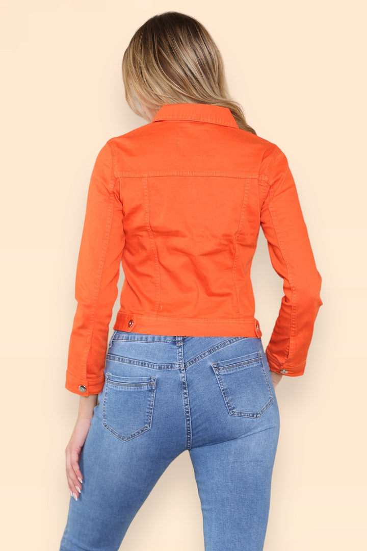 (7P.PACK) Orange Denim Cotton Stretch Jacket - jqwholesale.com