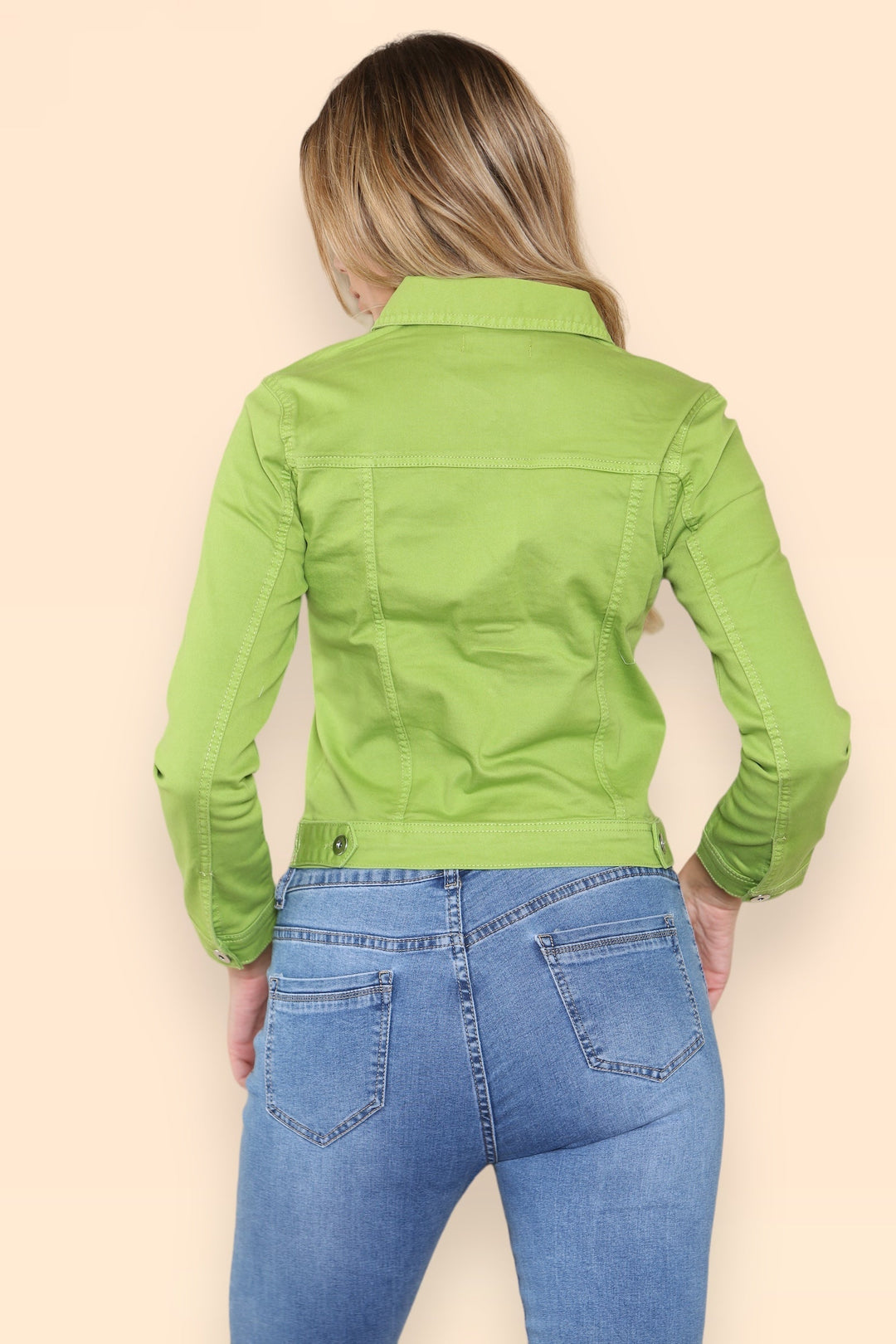 (7P.PACK) Lime Green Denim Cotton Stretch Jacket - jqwholesale.com