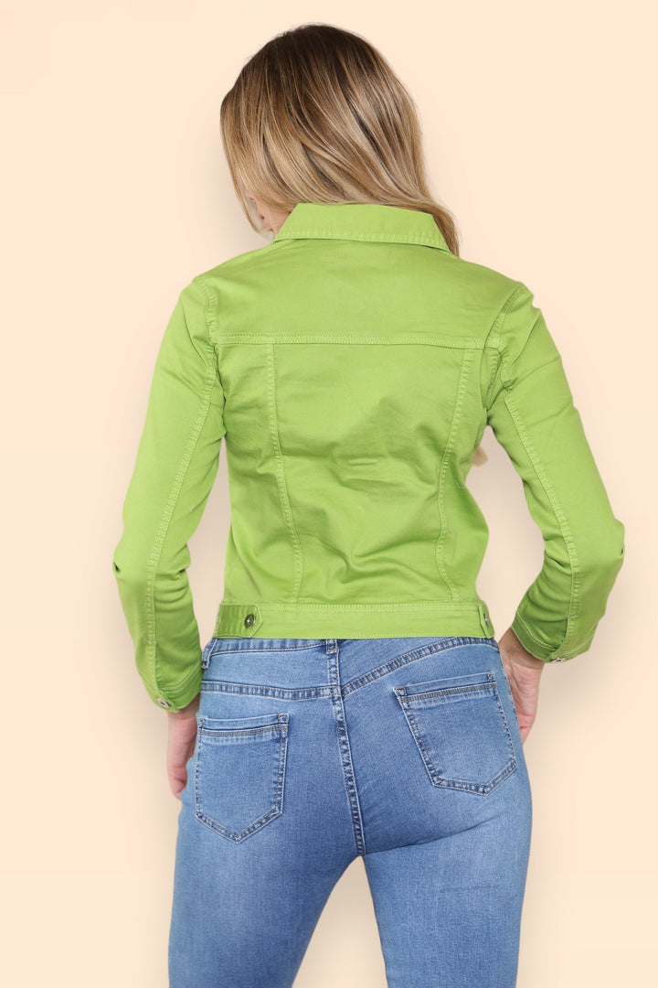 (7P.PACK) Lime Green Denim Cotton Stretch Jacket - jqwholesale.com