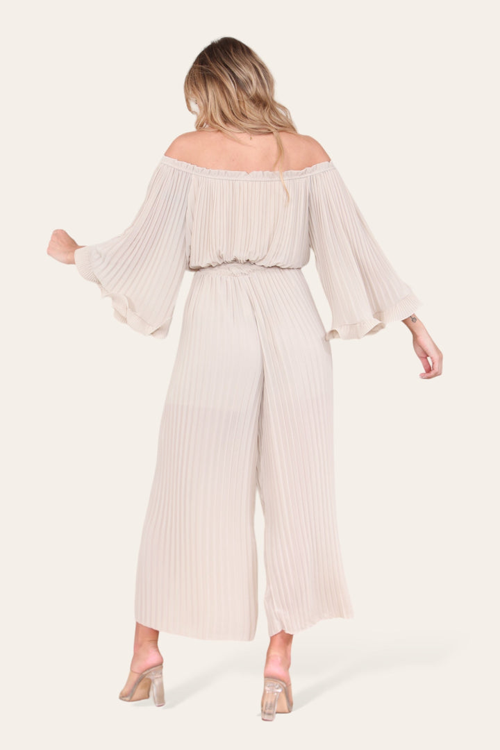 Sofia Bardot Pleated Frill Jumpsuit - jqwholesale.com