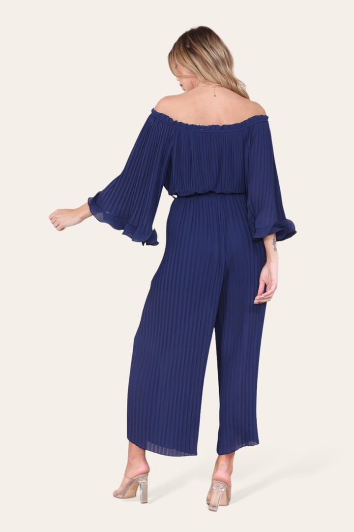 Sofia Bardot Pleated Frill Jumpsuit - jqwholesale.com