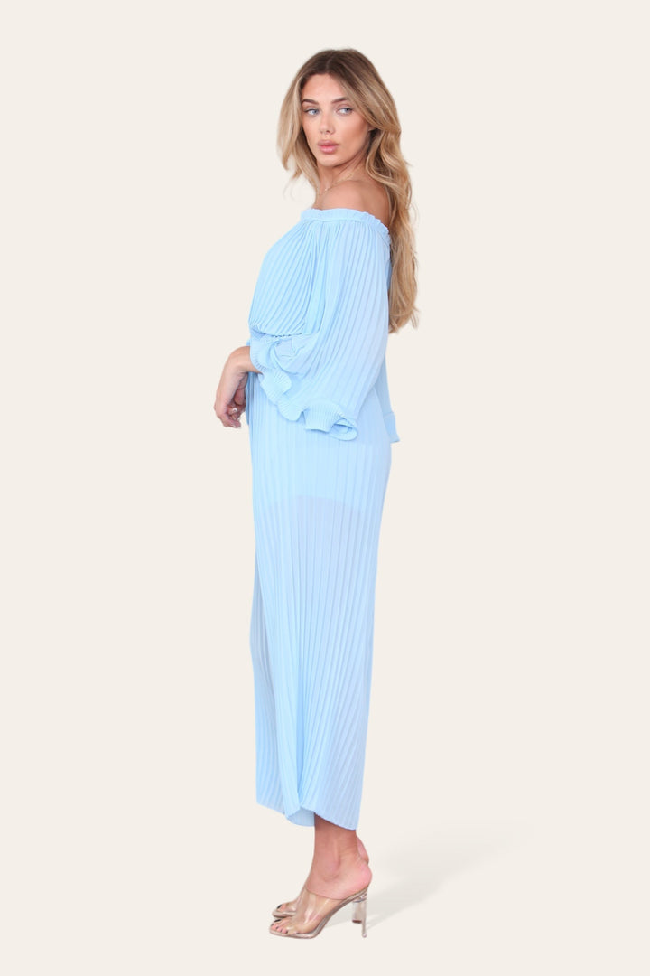 Sofia Bardot Pleated Frill Jumpsuit - jqwholesale.com