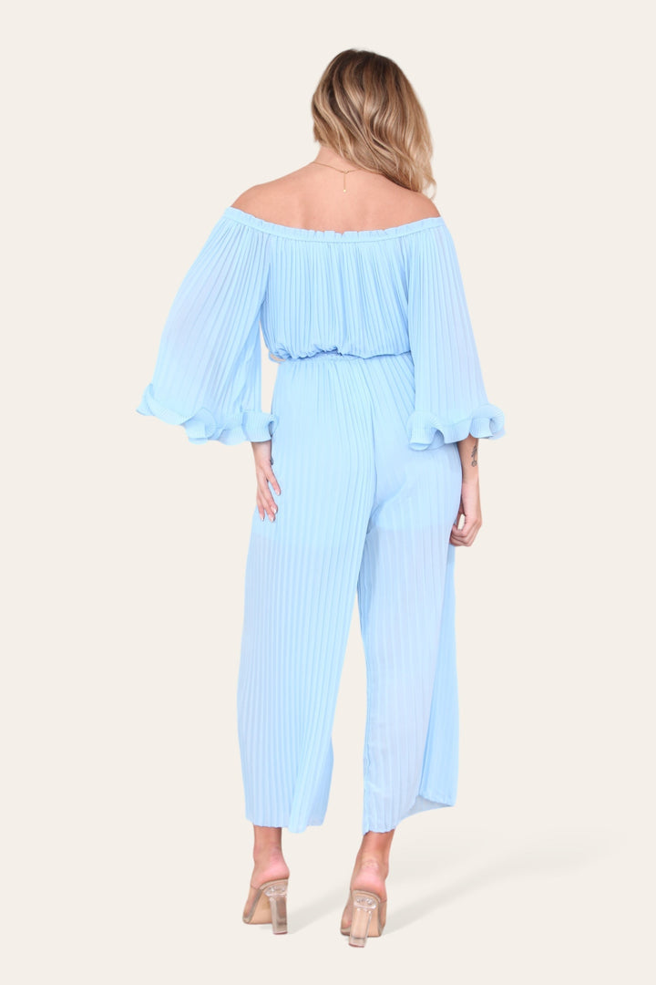 Sofia Bardot Pleated Frill Jumpsuit - jqwholesale.com
