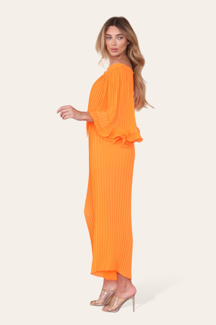 Sofia Bardot Pleated Frill Jumpsuit - jqwholesale.com