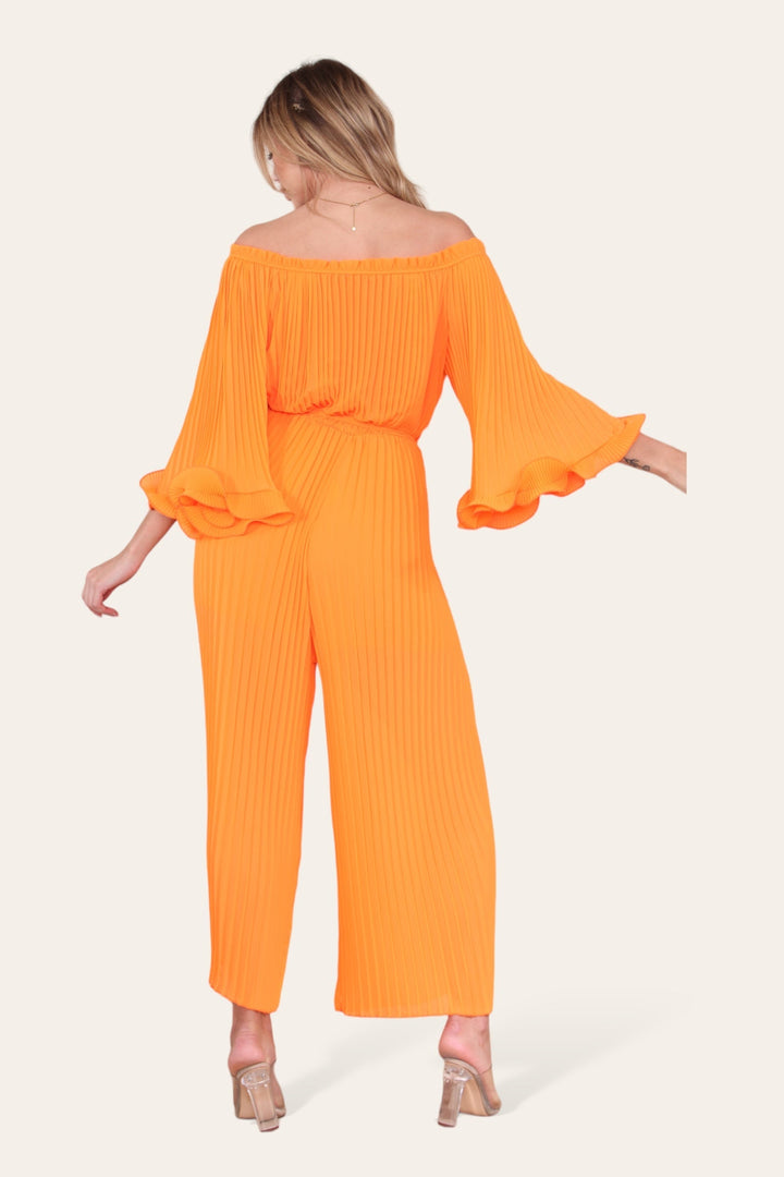 Sofia Bardot Pleated Frill Jumpsuit - jqwholesale.com