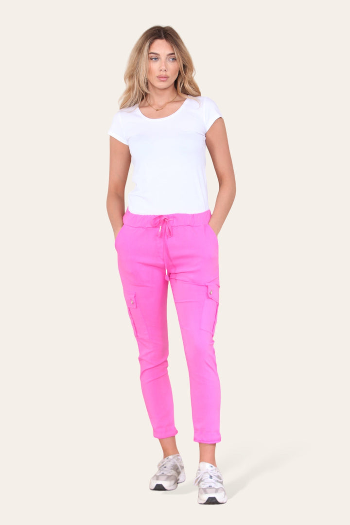 Plain Cargo Stud Pocket Bi-Stretch Magic Trousers