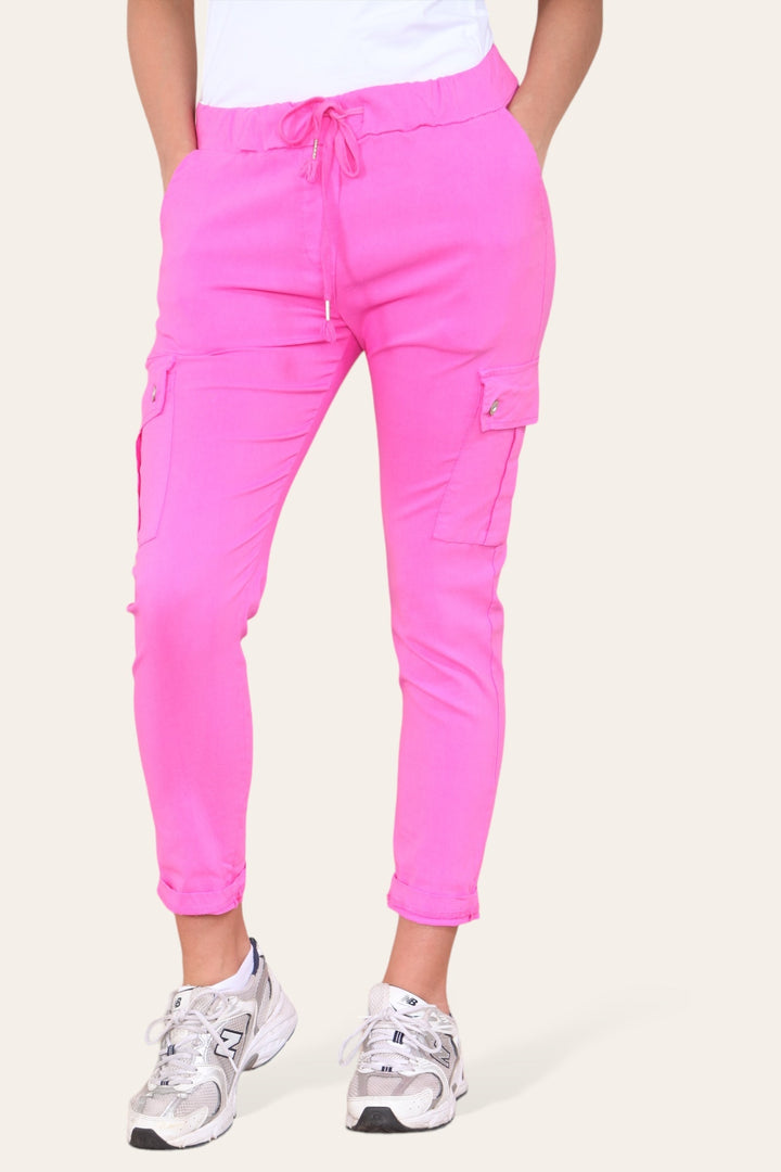 Plain Cargo Stud Pocket Bi-Stretch Magic Trousers