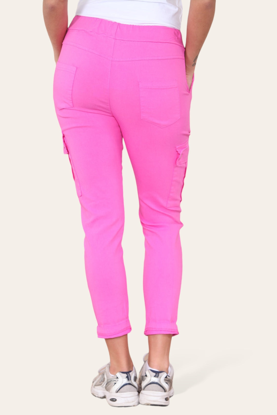 Plain Cargo Stud Pocket Bi-Stretch Magic Trousers