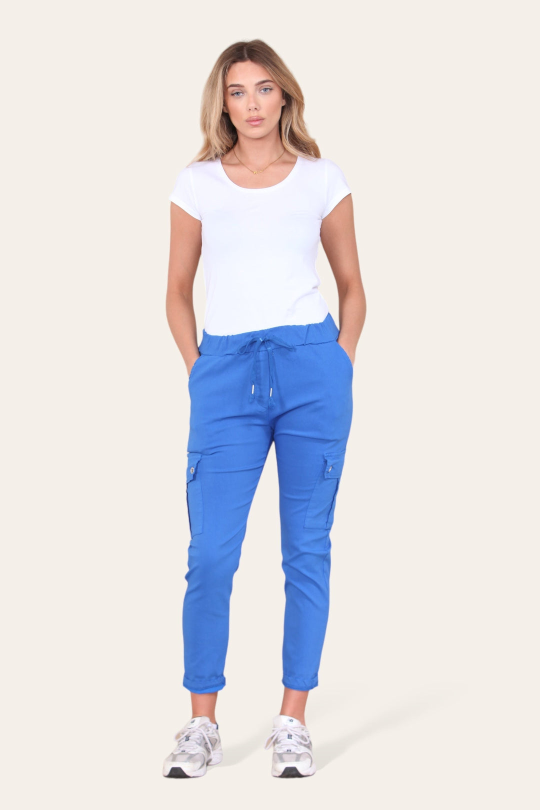 Plain Cargo Stud Pocket Bi-Stretch Magic Trousers