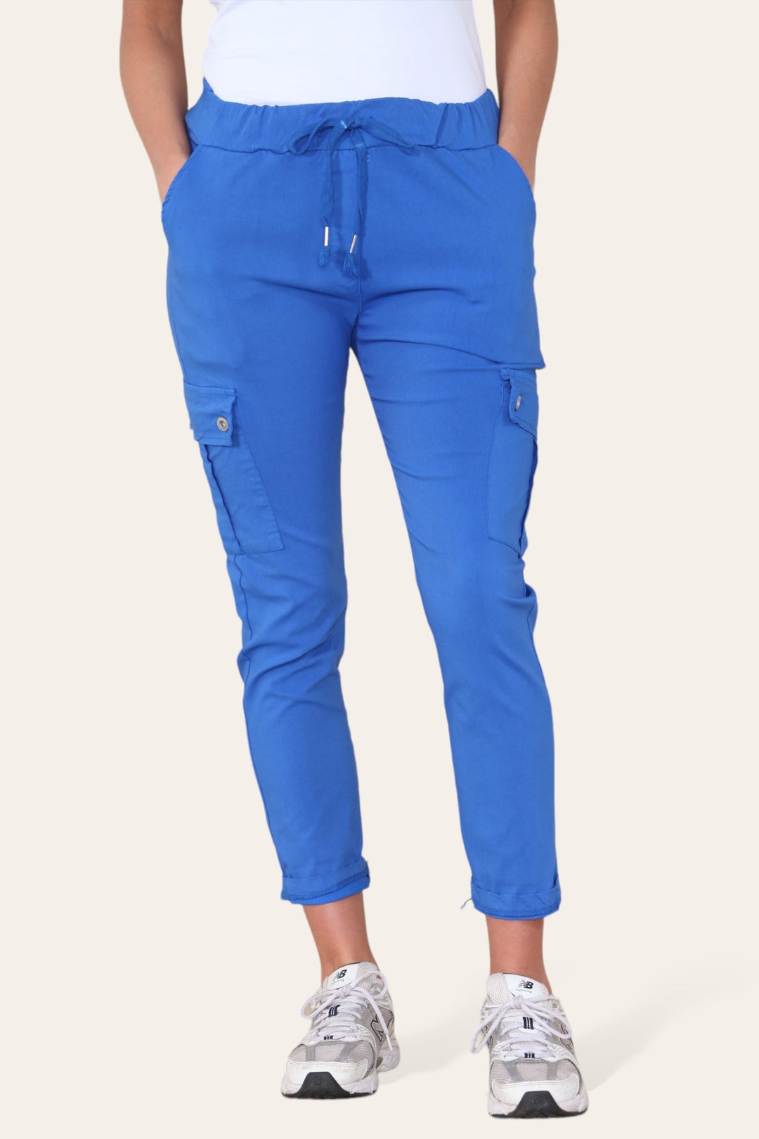 Plain Cargo Stud Pocket Bi-Stretch Magic Trousers