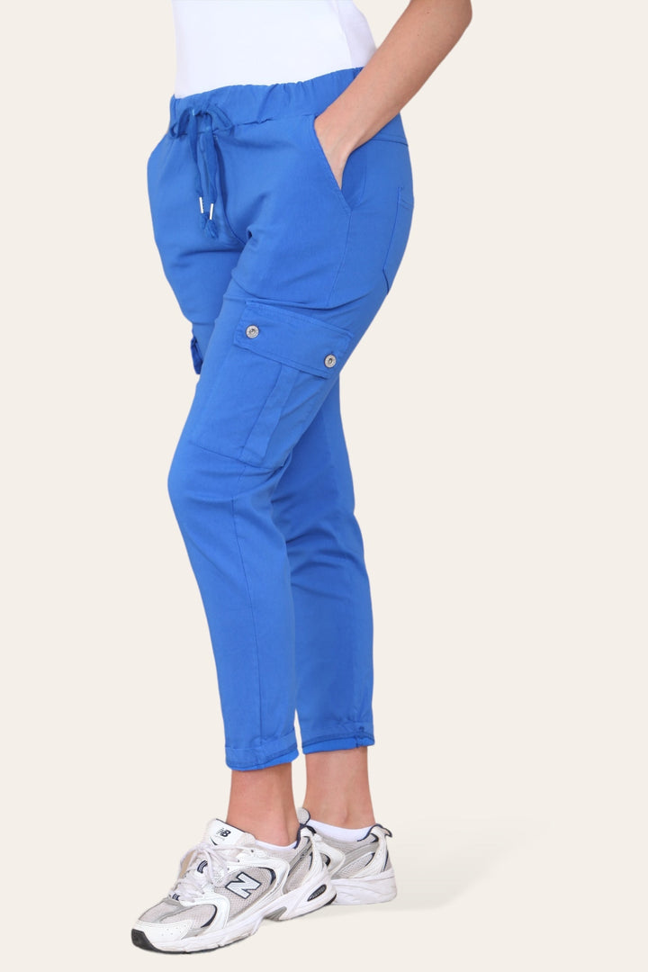 Plain Cargo Stud Pocket Bi-Stretch Magic Trousers