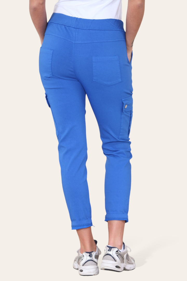 Plain Cargo Stud Pocket Bi-Stretch Magic Trousers