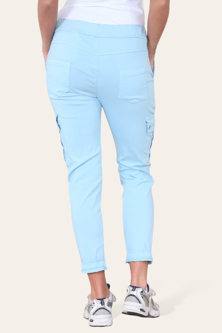 Plain Cargo Stud Pocket Bi-Stretch Magic Trousers
