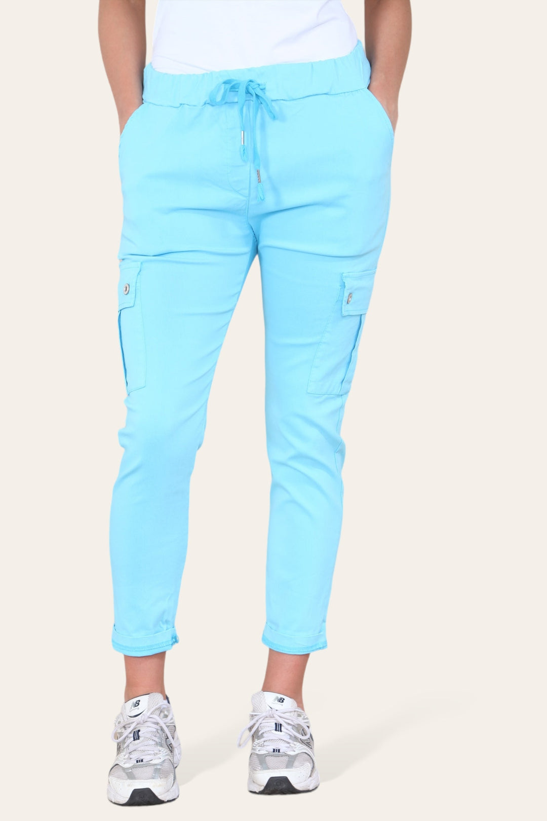 Plain Cargo Stud Pocket Bi-Stretch Magic Trousers