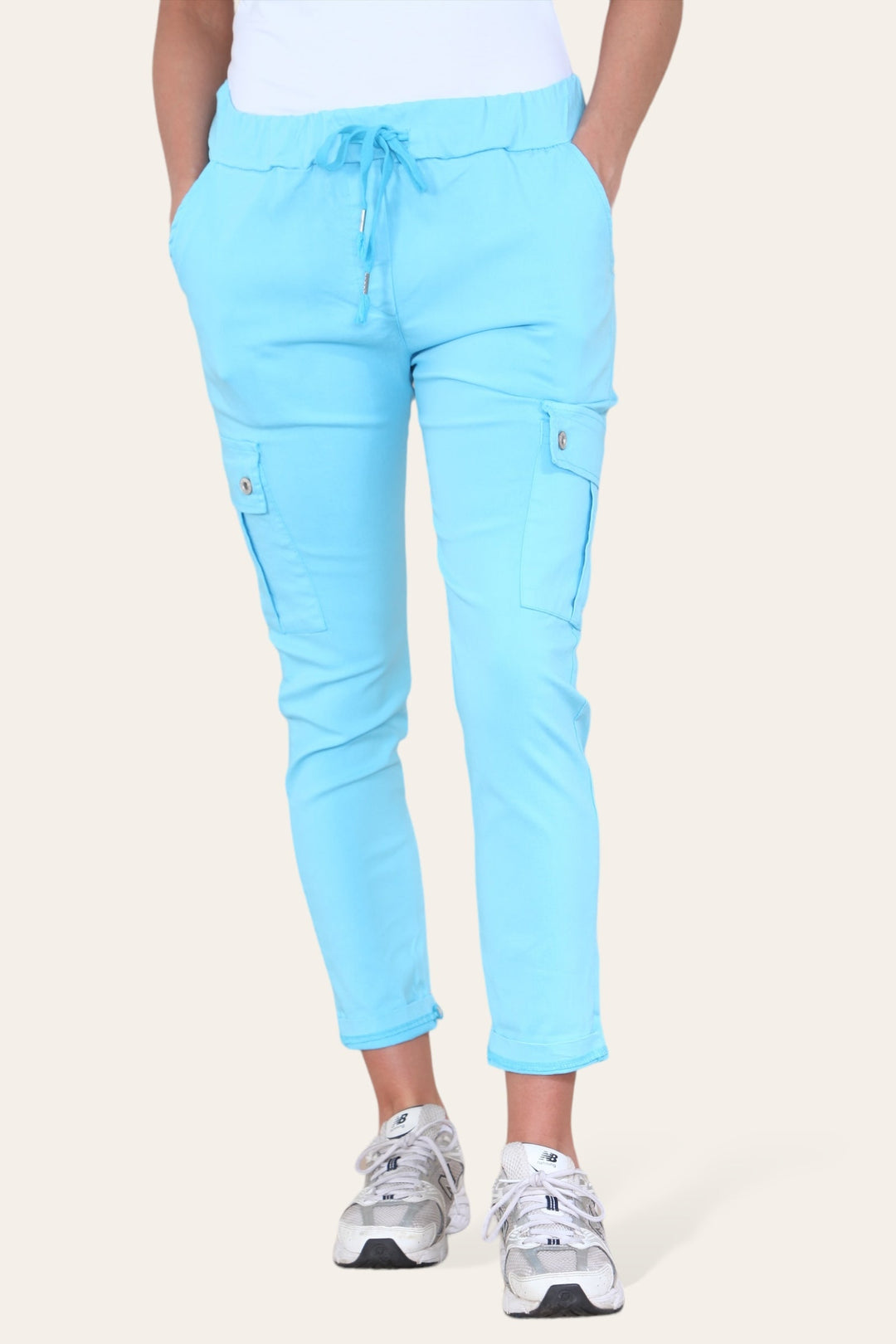 Plain Cargo Stud Pocket Bi-Stretch Magic Trousers