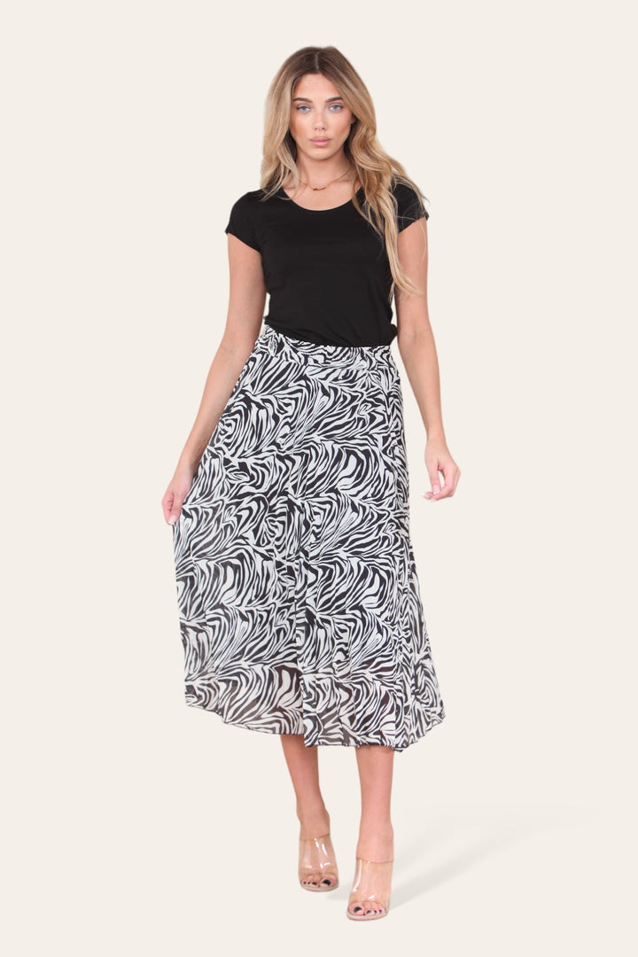 Zeena Print Pleated Midi Skirt - jqwholesale.com