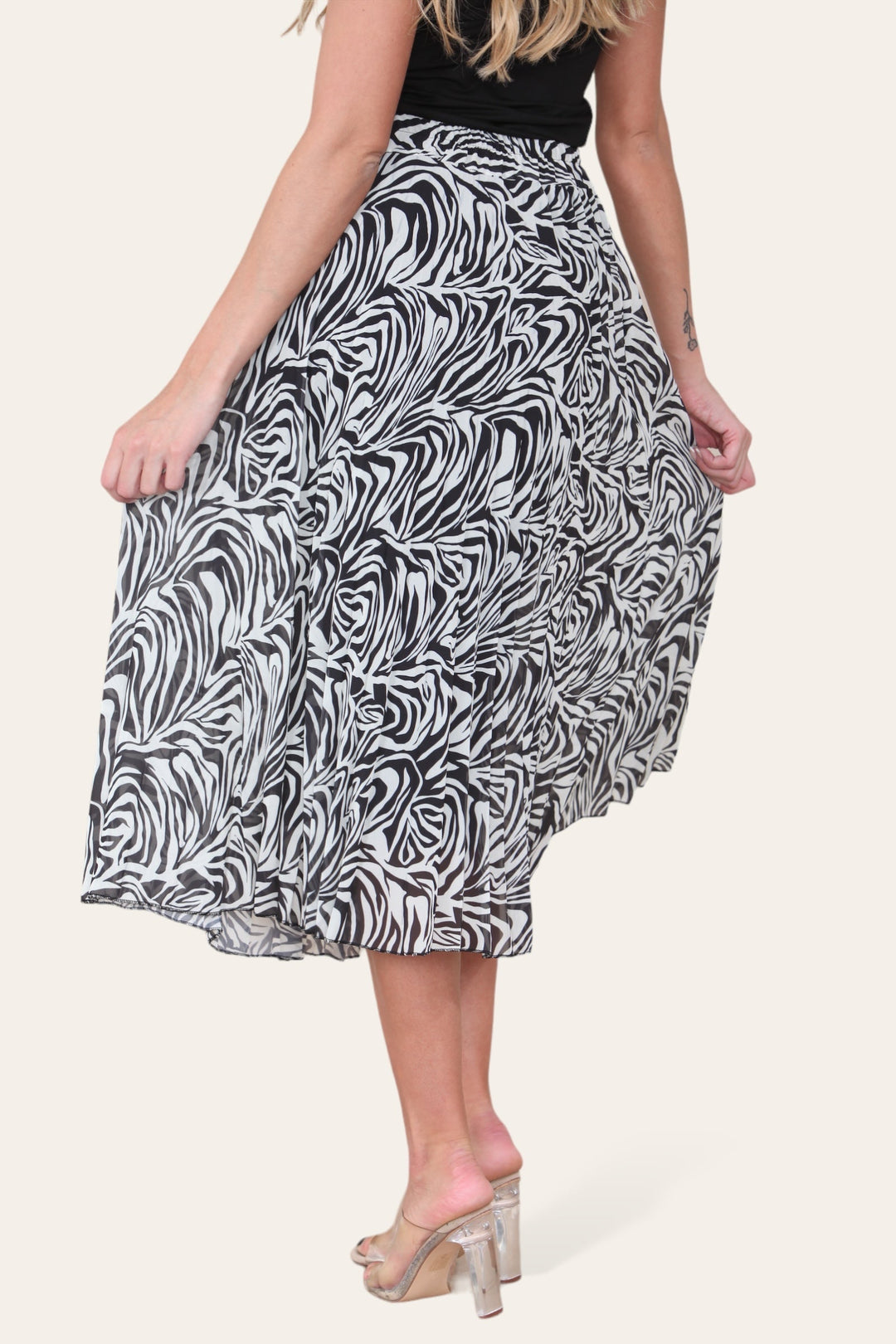Zeena Print Pleated Midi Skirt - jqwholesale.com